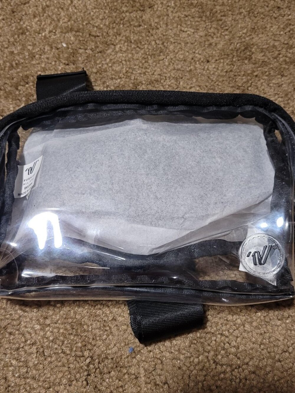 NWOT! Varsity Spirit Black-trimmed clear plastic fanny pack